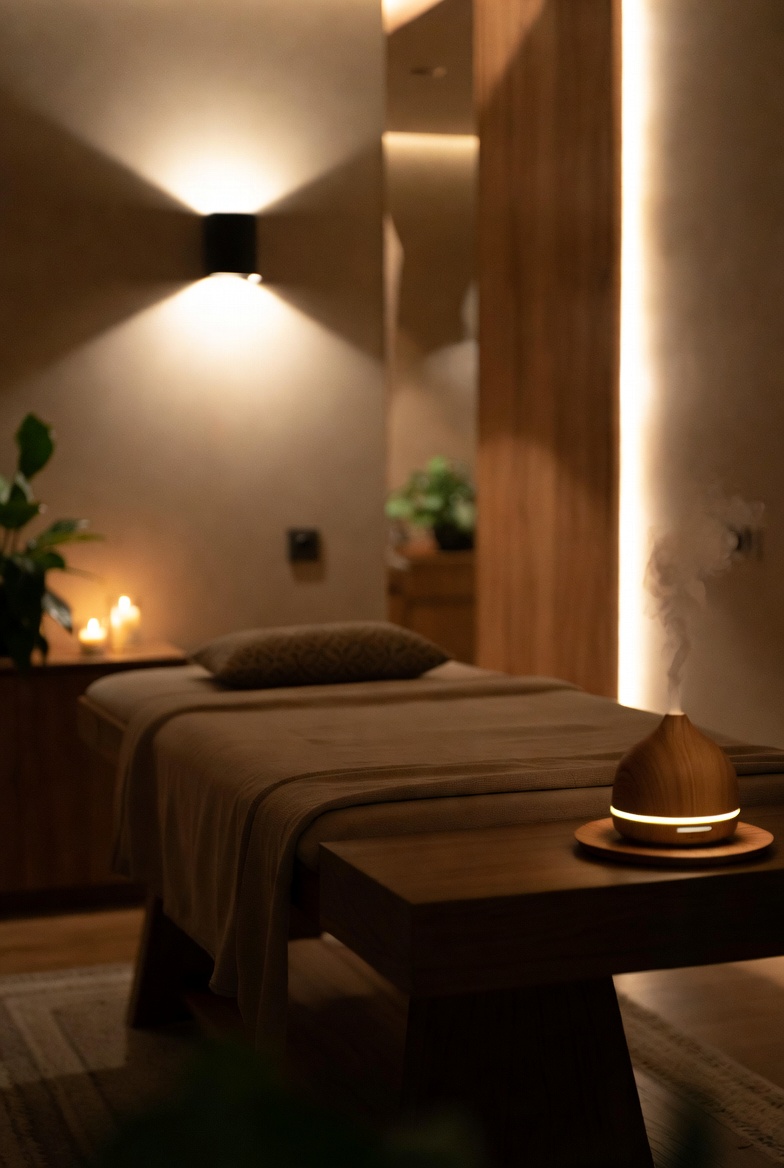 Ambiente íntimo y cuidado del espacio de terapia en Pactiacalli, Ciudad de México