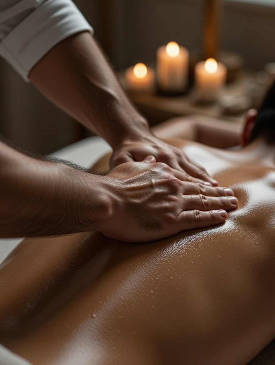 Ambiente de sesión de masoterapia profesional en Pactiacalli, CDMX